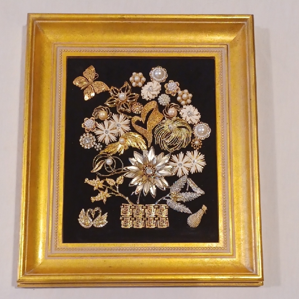 Floral Picture Art In A Gold Tone Frame